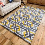 锦铖地毯 灰色黄蓝几何条纹简约时尚客厅卧室样板房地毯 定制地毯
