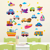 卡通小汽车贴画可移除墙贴纸幼儿园教室儿童房间男孩卧室墙壁装饰