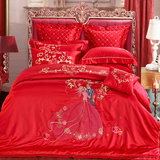 正品婚庆四件套结婚礼床上用品全棉婚房六八十多件套件床品大红4