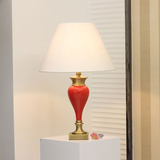 欧式奢华纯铜复古陶瓷台灯现代简约创意客厅台灯卧室床头高档红色