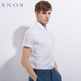 ANOS商务休闲短袖衬衫男士白衬衣棉纯色免烫寸衫修身职业型男正装