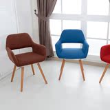 咖啡厅布艺休闲椅子现代简约电脑椅酒店餐厅实木餐椅创意靠背沙发