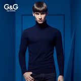 G&G高领羊毛衫男套头修身打底衫2016春季新款纯色韩版毛衣针织衫
