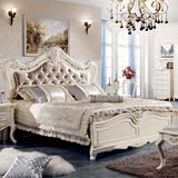 欧式床真皮公主双人实木婚床白色法式田园雕刻卧室新古典家具现货