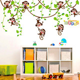 幼儿园教室装饰儿童房卧室客厅电视背景墙卡通可移除墙贴贴画猴子