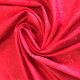 进口提花面料大红色棉玫瑰汉服服装面料抱枕缎条布料全棉提花料子