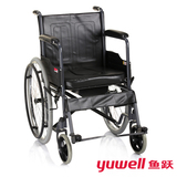 鱼跃轮椅推车H058B型轻便折叠带便盆带餐桌板轮椅钢管充气坐便椅