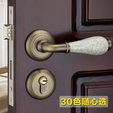 欧式房门锁分体锁 金色裂纹陶瓷执手锁 卫生间卧室内木门锁具把手