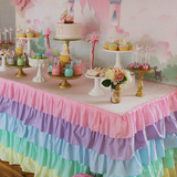 甜品台彩色桌裙塑料桌布宝宝生日宴拍照派对背景装饰一次性隔帘