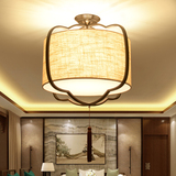 新中式吸顶灯 现代LED客厅灯饰铁艺布艺温馨浪漫主卧室灯书房灯具