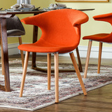 北欧简约现代家具餐椅书桌椅子 利娅橘色羊毛尼软包餐椅/书椅预定