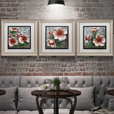 整版浮雕装饰挂画3联组合树脂雕刻花朵客厅沙发背景立体墙画带框