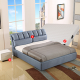 尚驰 布艺床可拆洗布床小户型高档双人现代简约软包床1.8米6017-2