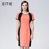 EITIE爱特爱旗舰店女装2015夏装新款高端时尚拼接短袖显瘦连衣裙