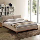 全实木布艺床橡木可拆洗双人1.8米1.5北欧简约时尚卧室软包婚布床
