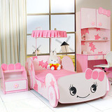 环保粉红色儿童床女孩公主床单人床创意房家具小孩床卡通萌汽车床