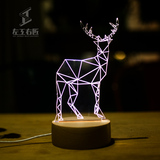 「左工右匠」实木创意男女生新年生日礼物3D立体小夜灯小鹿台灯
