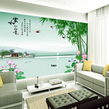 视背景墙纸壁纸 家和富贵竹子山水情3D立体壁画餐厅客厅沙发电