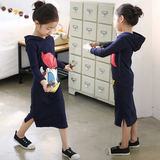 亲子装女童春装2016新款韩版童装母女装纯棉加绒长袖女大童连衣裙