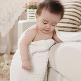 婴儿浴巾超柔新生儿纱布浴巾不含荧光剂加大正方形儿童毛巾被