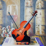 木质支架小提琴乐器模型音乐盒八音盒创意结婚礼品家居装饰品摆件