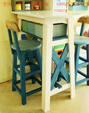 定制包邮实木桌椅地中海家用高脚桌美式客厅靠墙现代隔断简约吧台