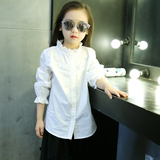 女童衬衣 长袖白色上衣韩版立领公主屋童装中大童春装 儿童衬衫女
