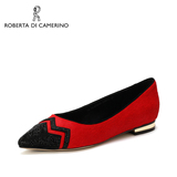 roberta诺贝达舒适单鞋 水钻拼接尖头低方跟女鞋RL57218