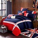 欧美式床品全棉英伦风纯色四件套 纯棉被套床单床笠四件套 1.8m床