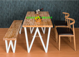 饭店餐馆LOFT复古漫咖啡桌餐厅餐饮桌椅实木茶餐馆铁艺餐桌椅组合