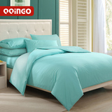全棉纯棉天蓝色纯色单人双人床单被套4四件套夏天床上用品1.5米2