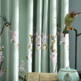 G507现代新中式窗帘成品 美式田园绣花窗帘 客厅卧室定制窗帘布