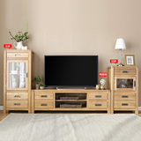 蕾蒙格娜 全实木电视柜现代中式简约客厅组合1.5 1.8米纯橡木地柜