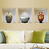 创意3D立体古董陶瓷瓶子青花瓷贴纸客厅卧室电视沙发背景装饰墙贴
