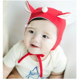 韩版婴儿帽子小兔护耳宝宝帽子3-6-8-12个月男女儿童套头帽秋冬天
