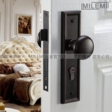 德国米莱米美式房门锁室内门锁圆球仿古黑卧室门锁欧式纯铜锁芯具