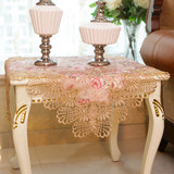 奢华欧式美式 金色花边桌布 高档布艺餐桌布/茶几布 电视柜罩深色