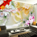 定制壁画3d玉雕家和花开富贵墙纸牡丹花电视背景墙中式客厅壁纸