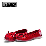 正品牌真皮漆皮鞋纯皮包头女鞋黑色白色红色瓢鞋平底平跟低跟单鞋
