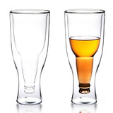 双层隔热倒置啤酒杯饮料杯海洋扎啤杯创意酒吧大号玻璃酒杯