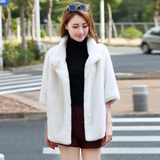 冬季新品女装韩版女士毛呢九分袖时尚修身短款毛呢大衣纯色外套