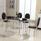 折叠可伸缩餐桌椭圆形钢化玻璃餐桌椅简约现代小户型餐桌餐椅组合