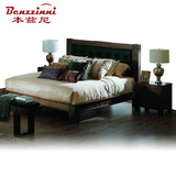 本兹尼A48 高档软靠全实木床 精致仿古做旧橡木床 卧室双人复古床