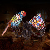 蒂凡尼双头鹦鹉壁灯美式乡村欧式田园过道阳台复古玻璃艺术镜前灯