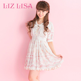 Liz Lisa2016夏装新款女装甜美修身显瘦6033日系娃娃领印花连衣裙
