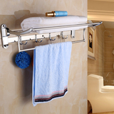 不锈钢毛巾架双层浴巾架置物架加厚玻璃生间洗手间厕所双杆Y3F