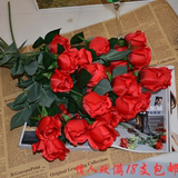 仿真玫瑰花单枝绢花家居装饰花婚庆假花客厅摆设台花桌花落地批发