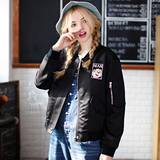 纳纬2016春装新款印花学生棒球服女韩版宽松短款飞行员夹克衫外套