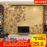 雄亨瓷砖电视背景墙3D现代简约欧式客厅镀金雕刻玄关壁纸画双圣树