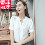 2016夏装新款韩版时尚职业女装白衬衣雪纺上衣宽松显瘦短袖女衬衫